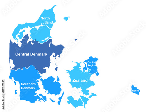Denmark map. Denmark map with division and province names isolated – vector