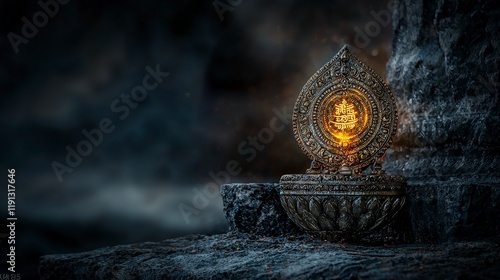 Rama chaisri yantra illuminating divine power temple art piece mystical setting close-up spiritual significance photo