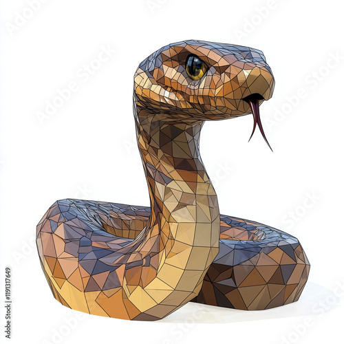 A low-poly, geometric snake