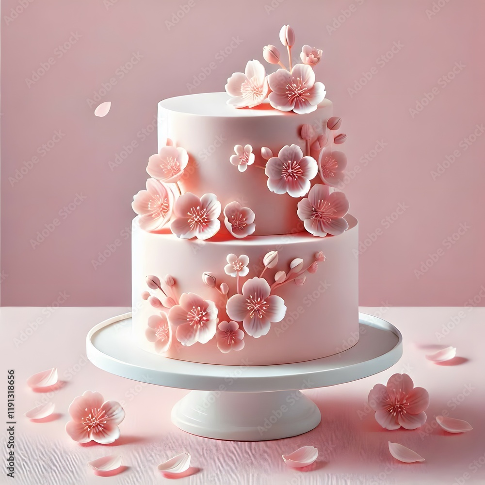 A three tiered wedding cake adorned with pink flowers and intricate designs against a soft pink background
A three tiered wedding cake adorned with pink flowers and intricate designs against a soft pink background