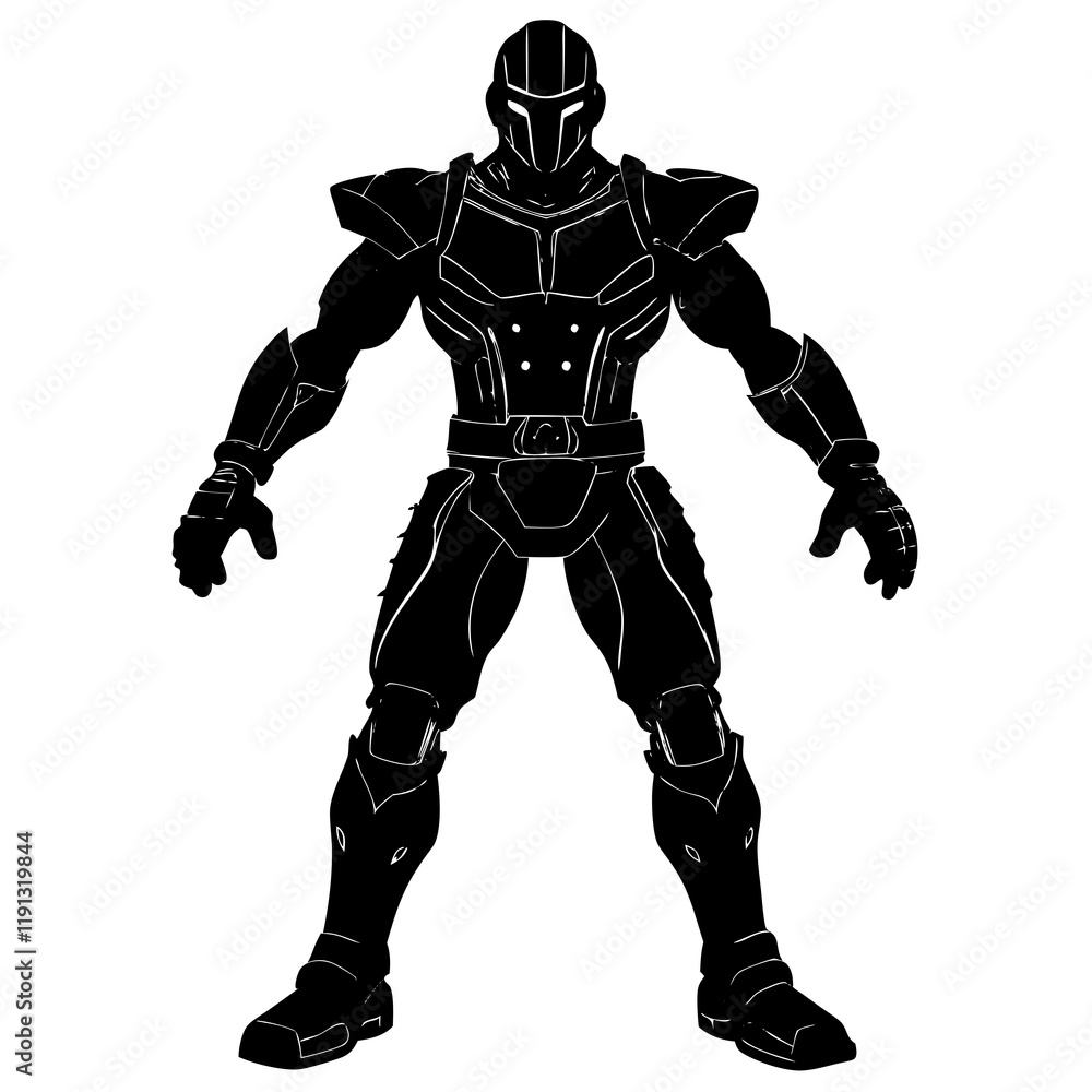 Action Figure Silhouette on White Background Action Figure Silhouette on White Background