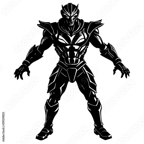 Action Figure Silhouette on White Background