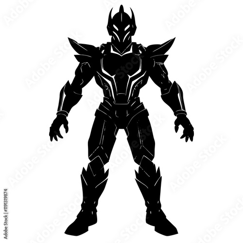 Action Figure Silhouette on White Background