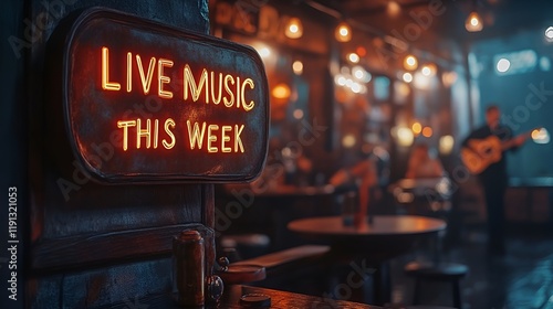 Obraz na płótnie Sign that reads “LIVE MUSIC THIS WEEK” - bar - pub - club - theme night - weekly announcement - band planning - performance schedule w salonie