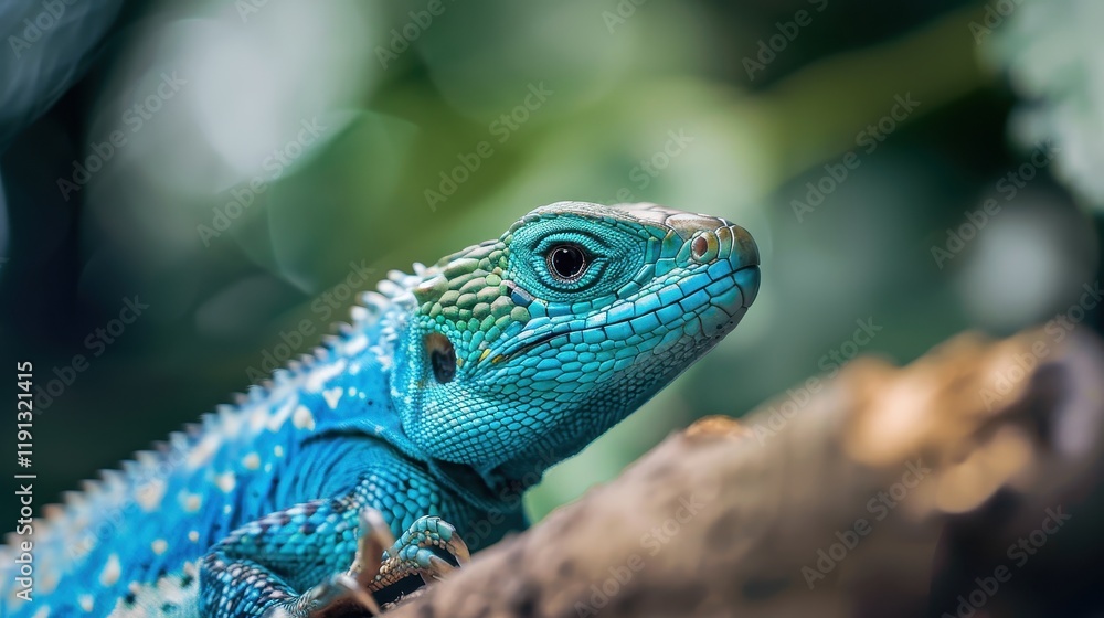 Obraz premium Vibrant Blue and Green Lizard Showcasing Nature's Adaptation and Diversity