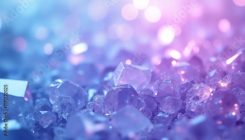 Dreamy Crystal Clusters in Mystical Purple-Blue with Bokeh Effects