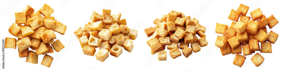 Croutons isolated on transparent background, Set of Croutons isolated on transparent background, Set of