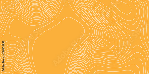 Vintage outdoors style white wave paper curved reliefs abstract orange background, vector seamless topographic map contour line background geographic abstract grid cartography relief map.