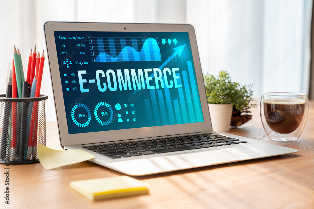 Fototapeta premium E-commerce data software provide modish dashboard for sale analysis to the online retail business