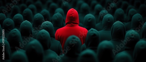 A striking image depicting conformity and individuality