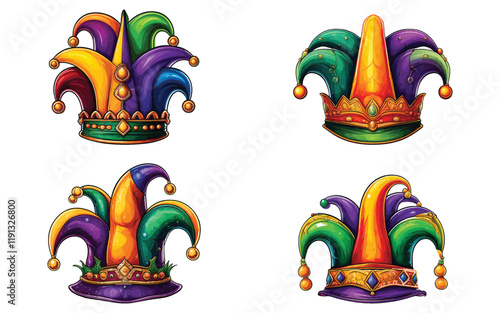 Mardi gras Jester hats vector illustration