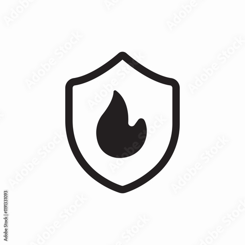 Fire shield protection icon vector sign