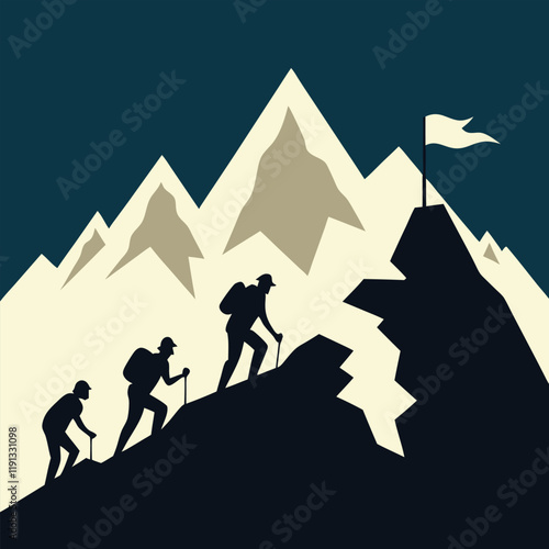 Mountain Landscape: Stunning Vector Illustration group of people