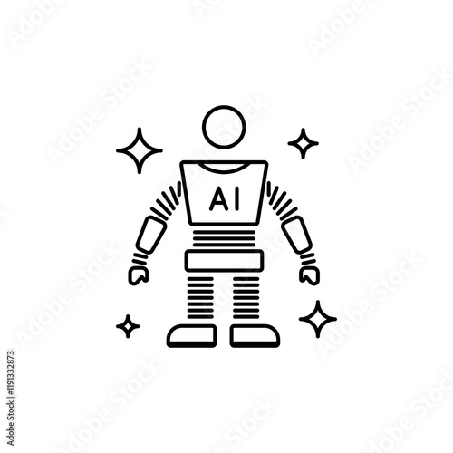 The Robot with Prosthetic Limb outline icon represents assistance for people with disabilities.