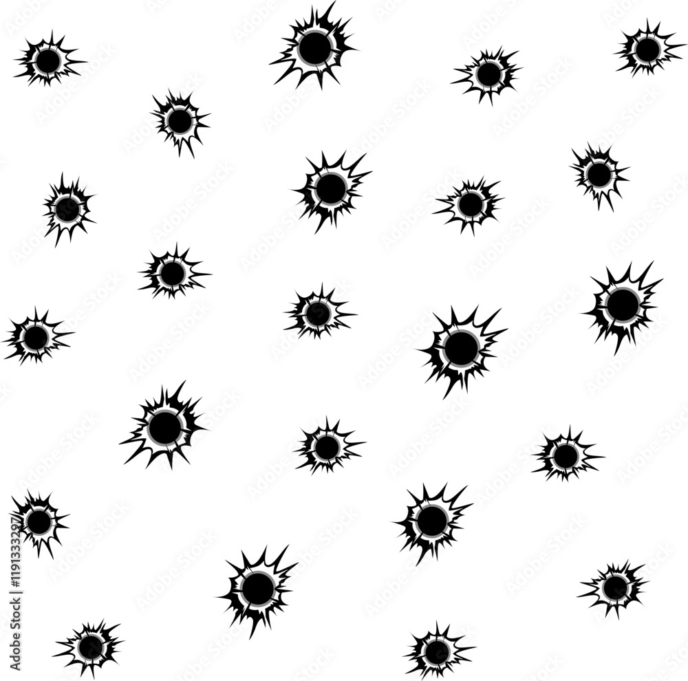 Bullet holes isolated vector illustration. For your design, game ui. Bullet holes isolated vector illustration. For your design, game ui.