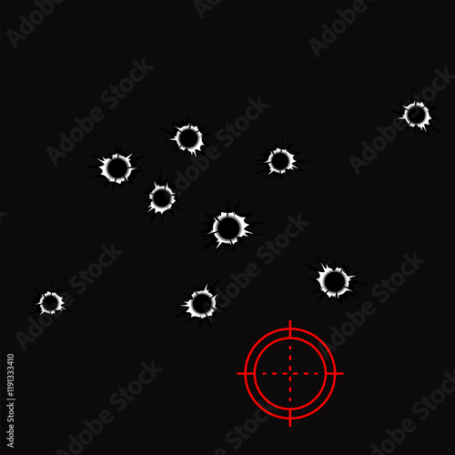 Bullet holes isolated vector illustration. For your design, game ui.