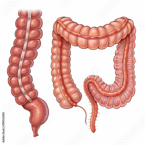 The big and small intestines are vital parts of the digestive system, photo