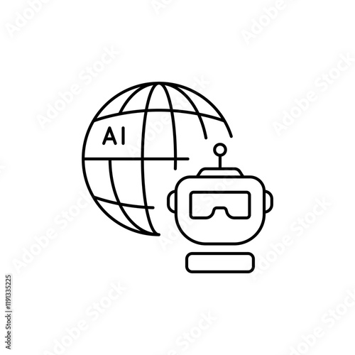 The Robot and Globe outline icon represents global assistance.