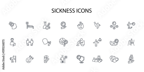 Sickness icon set.vector.Editable stroke.linear style sign for use web design,logo.Symbol illustration.