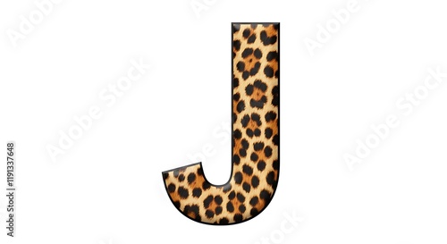 Wallpaper Mural Realistic Leopard Print Letter 'J' on White Background with Clipping Path Torontodigital.ca