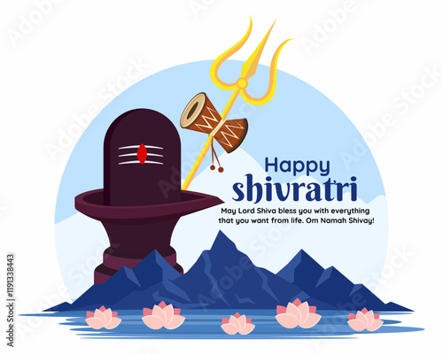 maha shivratri with shivling trisul hindu festival celebrated of lord shiva poster banner design