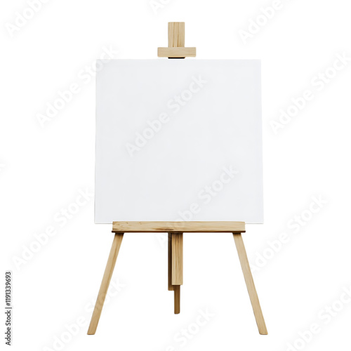 Blank White Canvas on Wooden Easel Studio Art Mockup Design Template image clean black frame visual 