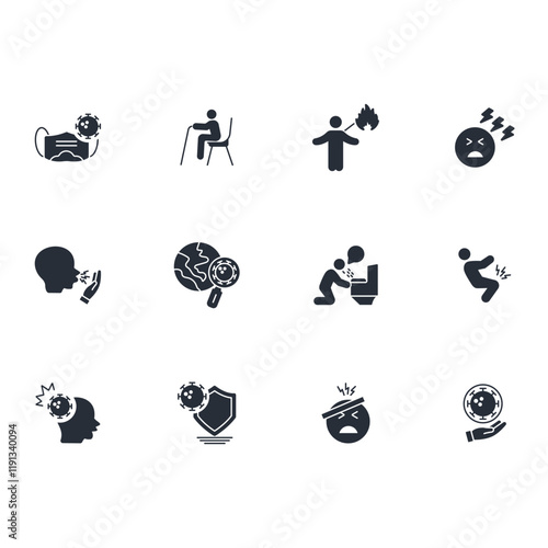 Sickness icon set.vector.Editable stroke.linear style sign for use web design,logo.Symbol illustration.