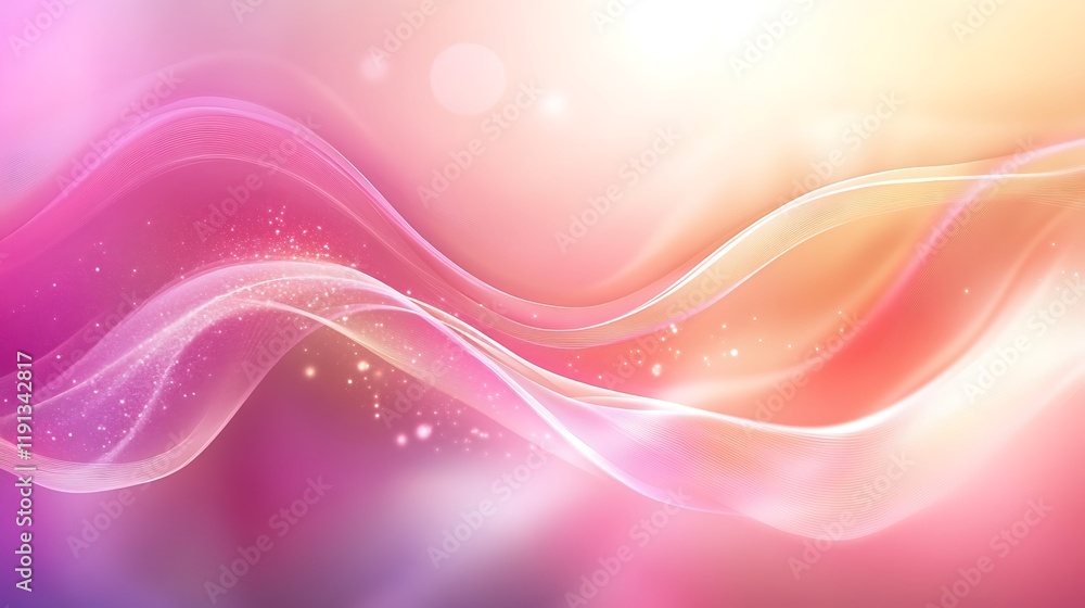 Abstract Pink and Orange Wave Design with Sparkle
