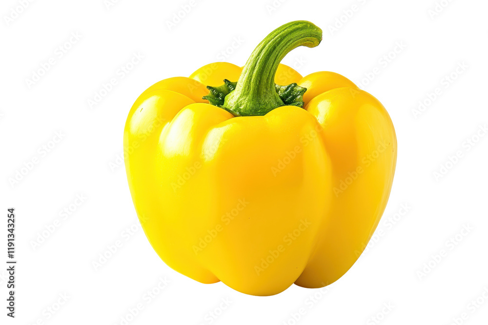 Bright yellow bell pepper on a clean background showcasing its vibrant color and natural shape Bright yellow bell pepper on a clean background showcasing its vibrant color and natural shape