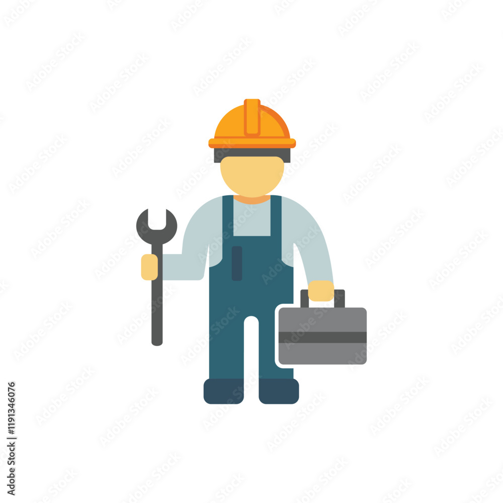 vector illustration of construction worker with wrench vector illustration of construction worker with wrench