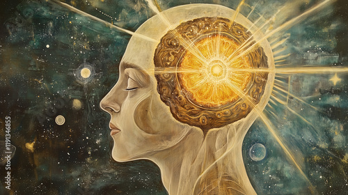 activation of pineal gland. spiritual awakening illustration art