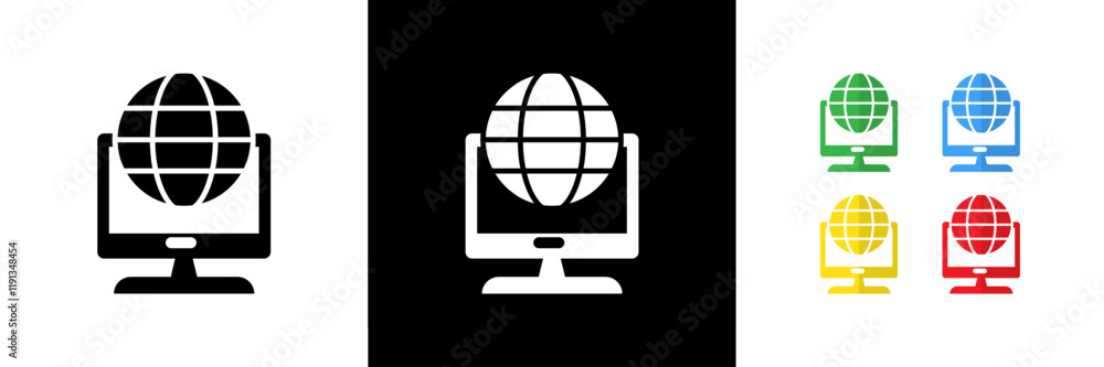 Enhance Online Icons. Black, White and Colorful Enhance Online Icons. Black, White and Colorful