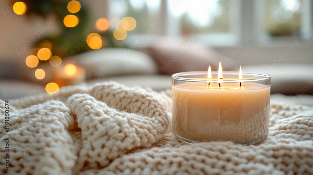 Fototapeta premium Cozy Winter Candlelight: A Serene Atmosphere