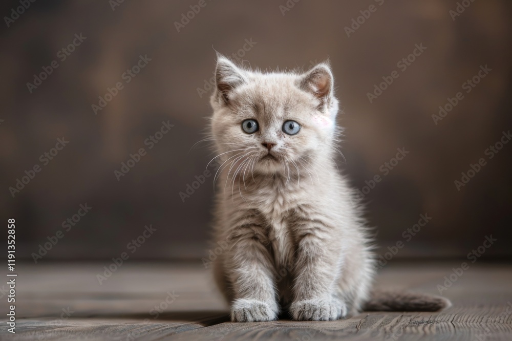 Fototapeta premium Cute british shorthair kitten sitting on floor