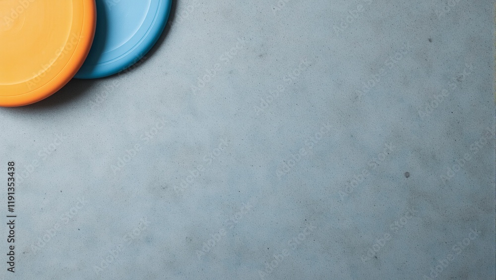 Vibrant frisbee on slate gray surface Vibrant frisbee on slate gray surface