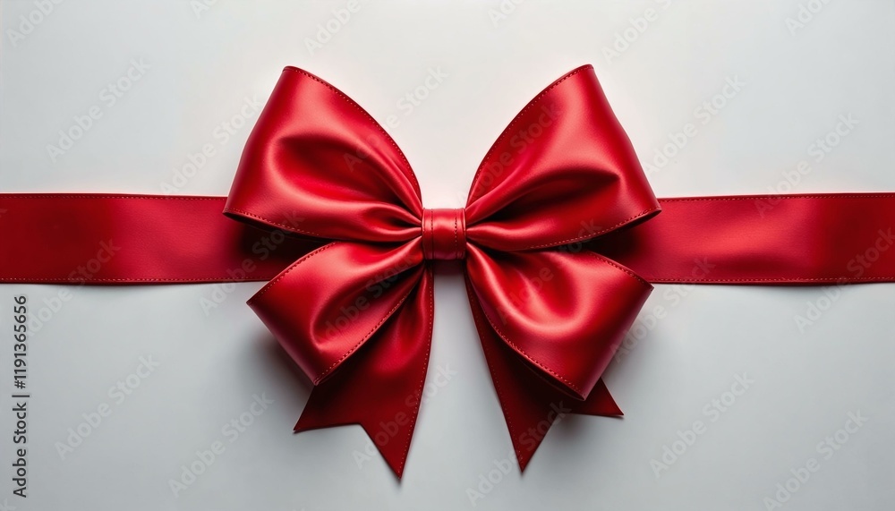 Photorealistic bold red ribbon bow with detailed folds and festive appearance Photorealistic bold red ribbon bow with detailed folds and festive appearance