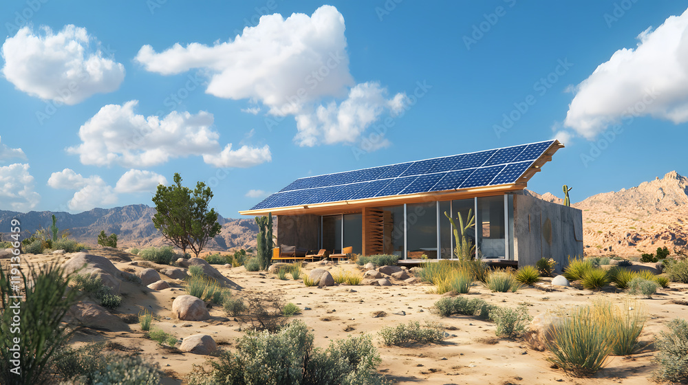 Modern sustainable house with solar panels Modern sustainable house with solar panels