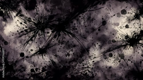 Abstract black ink splatter on a textured background, creating a dramatic artistic effect.