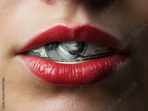 Talk and money comes out of your mouth. Concept of Professions related to speaking photo