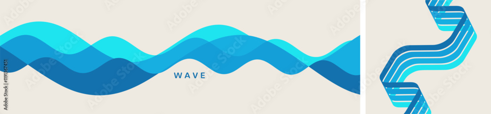 Fototapeta premium Abstract wavy background with dynamic effect. Water surface. Motion sound wave. Cover design template. 3d vector illustration for banner, flyer, poster or brochure.