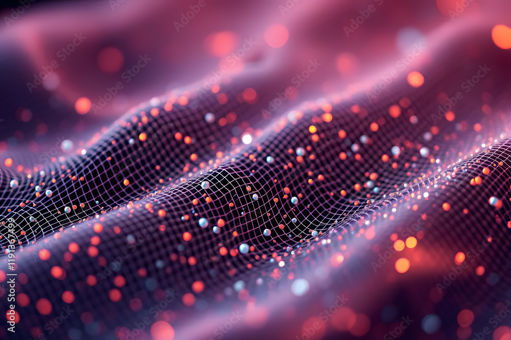 Abstract technology particles mesh background. Abstract digital landscape with glowing dots on a grid, resembling a futuristic terrain. Abstract technology particles mesh background. Abstract digital landscape with glowing dots on a grid, resembling a futuristic terrain.