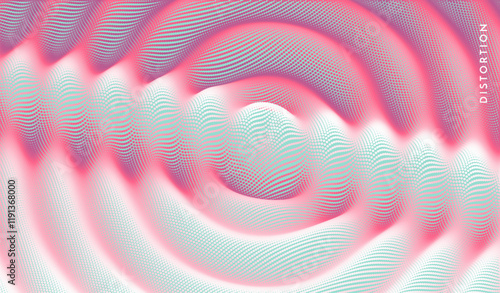 3D wavy background with ripple effect. Grid surface with particle. Vector illustration for cover, card, postcard, interior design, banner, poster, brochure or presentation.