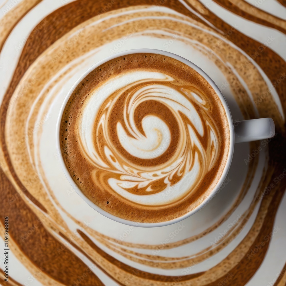 The creamy swirl of chocolate in the smooth cappuccino resembles a delicious dessert with a dark cocoa texture The creamy swirl of chocolate in the smooth cappuccino resembles a delicious dessert with a dark cocoa texture