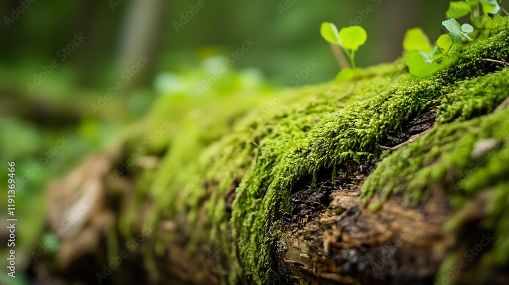 Lush Green Moss on Fallen Tree in Deep Forest Wilderness : Generative AI Lush Green Moss on Fallen Tree in Deep Forest Wilderness : Generative AI