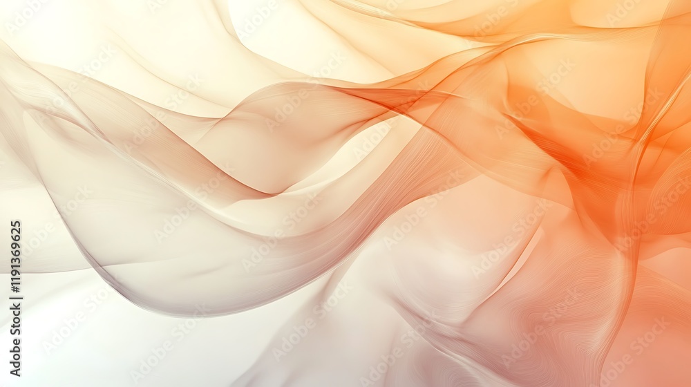 Obraz premium Abstract Orange and White Flowing Fabric Waves