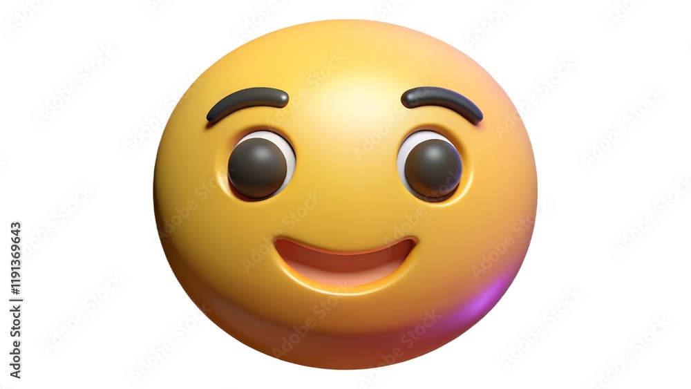 Face emoji with shy smile and cheerful expression Face emoji with shy smile and cheerful expression