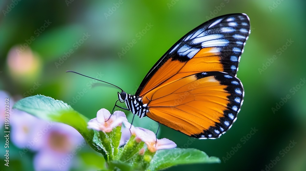 Closeup of Vibrant Monarch Butterfly on Blooming Flower in Summer Garden : Generative AI Closeup of Vibrant Monarch Butterfly on Blooming Flower in Summer Garden : Generative AI
