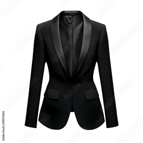 Elegant Black Womens Satin Collar Blazer Jacket Fashion Design wear chic suit look dark style vogue 