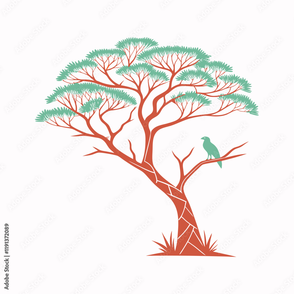 Obraz premium Colorful Tree Vector Design with Customizable Features and Transparent Background