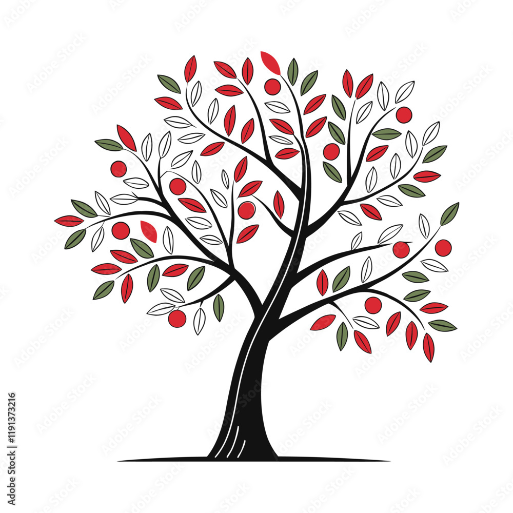 Obraz premium Colorful Tree Vector Design with Customizable Features and Transparent Background